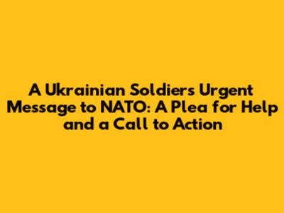 A Ukrainian Soldier's Urgent Message to NATO: A Plea for Help and a Call to Action