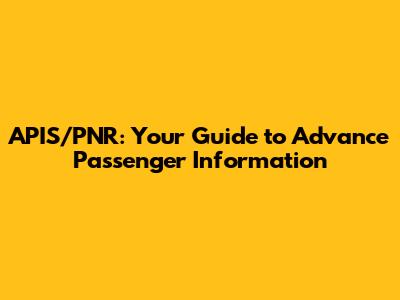 APIS/PNR: Your Guide to Advance Passenger Information