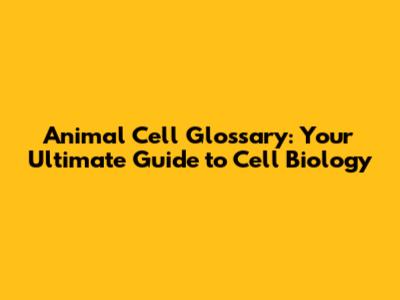 Animal Cell Glossary: Your Ultimate Guide to Cell Biology
