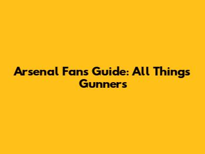 Arsenal Fan's Guide: All Things Gunners
