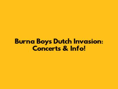 Burna Boy's Dutch Invasion: Concerts & Info!