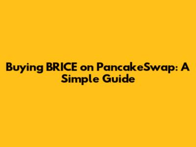 Buying BRICE on PancakeSwap: A Simple Guide