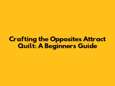Crafting the 'Opposites Attract' Quilt: A Beginner's Guide