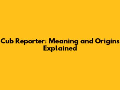 Cub Reporter: Meaning and Origins Explained