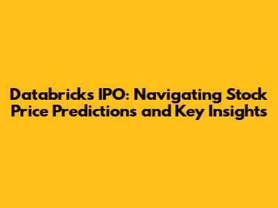 Databricks IPO: Navigating Stock Price Predictions and Key Insights