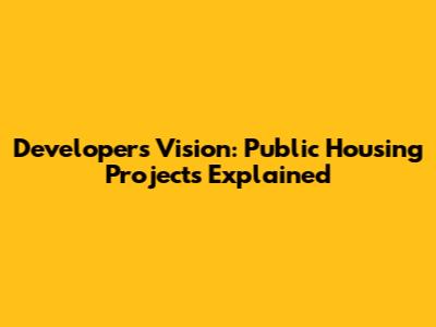 Developers' Vision: Public Housing Projects Explained