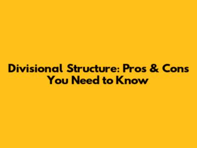 Divisional Structure: Pros & Cons You Need to Know