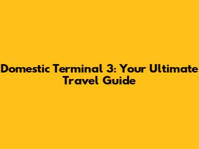 Domestic Terminal 3: Your Ultimate Travel Guide