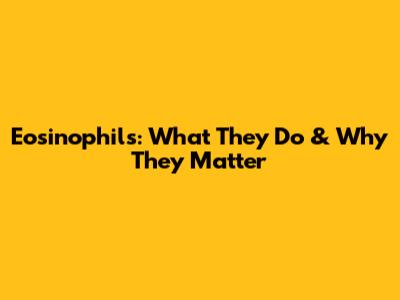 Eosinophils: What They Do & Why They Matter