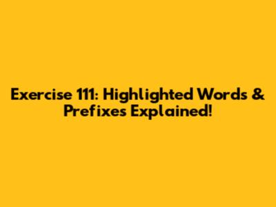 Exercise 111: Highlighted Words & Prefixes Explained!