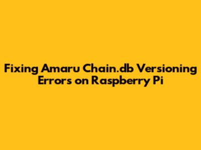 Fixing Amaru Chain.db Versioning Errors on Raspberry Pi