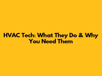 HVAC Tech: What They Do & Why You Need Them