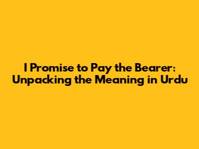 I Promise to Pay the Bearer: Unpacking the Meaning in Urdu