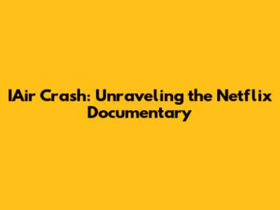 IAir Crash: Unraveling the Netflix Documentary