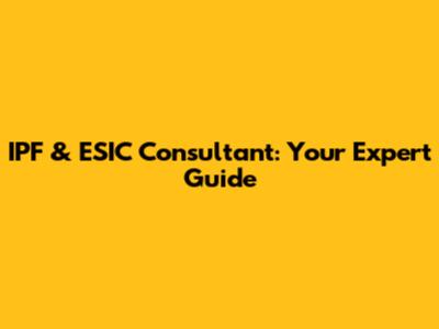 IPF & ESIC Consultant: Your Expert Guide
