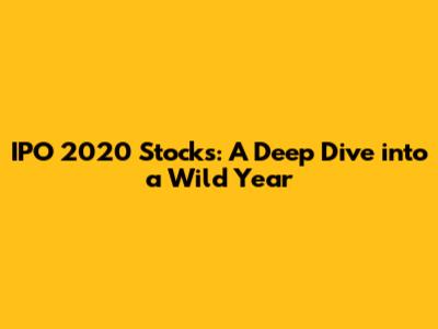 IPO 2020 Stocks: A Deep Dive into a Wild Year