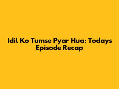 Idil Ko Tumse Pyar Hua: Today's Episode Recap