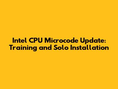 Intel CPU Microcode Update: Training and Solo Installation