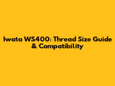 Iwata WS400: Thread Size Guide & Compatibility