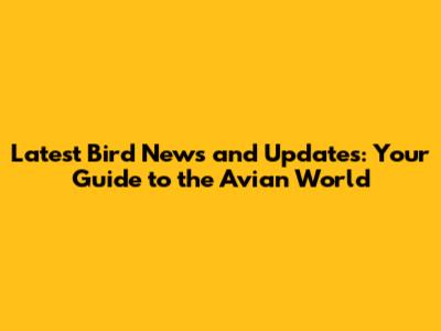 Latest Bird News and Updates: Your Guide to the Avian World