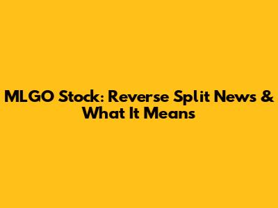 MLGO Stock: Reverse Split News & What It Means