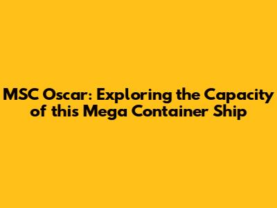 MSC Oscar: Exploring the Capacity of this Mega Container Ship