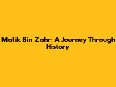 Malik Bin Zahr: A Journey Through History