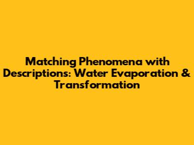 Matching Phenomena with Descriptions: Water Evaporation & Transformation