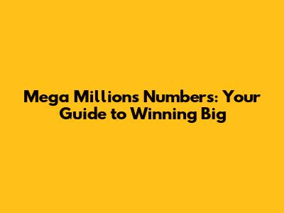 Mega Millions Numbers: Your Guide to Winning Big