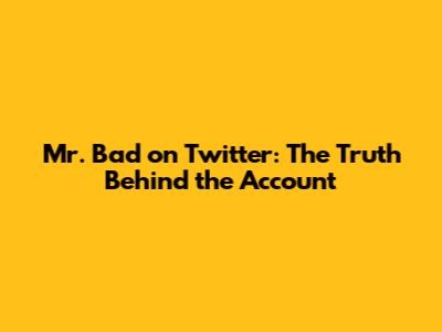 Mr. Bad on Twitter: The Truth Behind the Account
