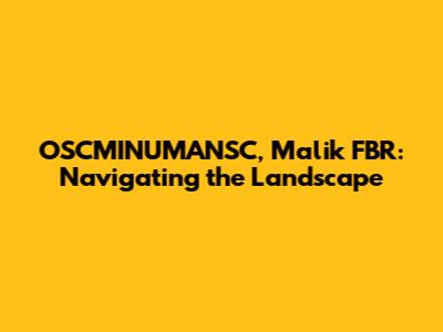 OSCMINUMANSC, Malik FBR: Navigating the Landscape