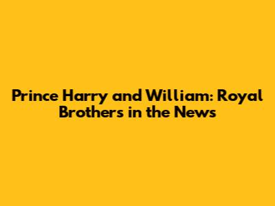 Prince Harry and William: Royal Brothers in the News