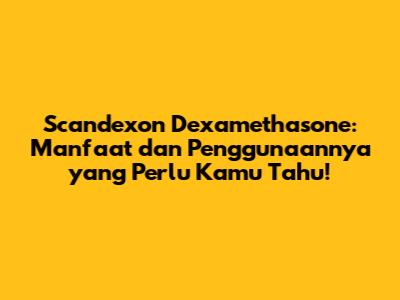 Scandexon Dexamethasone: Manfaat dan Penggunaannya yang Perlu Kamu Tahu!