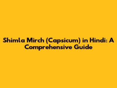 Shimla Mirch (Capsicum) in Hindi: A Comprehensive Guide