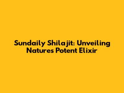 Sundaily Shilajit: Unveiling Nature's Potent Elixir