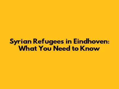 Syrian Refugees in Eindhoven: What You Need to Know