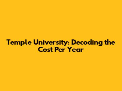 Temple University: Decoding the Cost Per Year