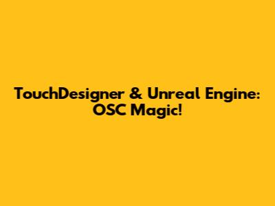 TouchDesigner & Unreal Engine: OSC Magic!