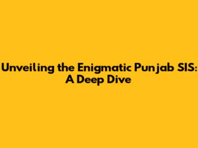 Unveiling the Enigmatic Punjab SIS: A Deep Dive