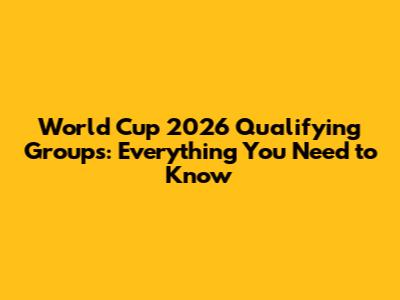 World Cup 2026 Qualifying Groups: Everything You Need to Know